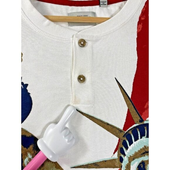 American Legacy USA Patriotic Henley T-Shirt - Statue of Liberty, Eagle & Flag - Picture 6 of 16